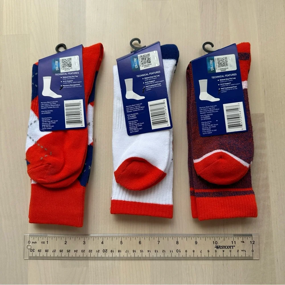 TCK UVA University of Virginia 3 Pairs Collegiate Crew Socks Bundle
